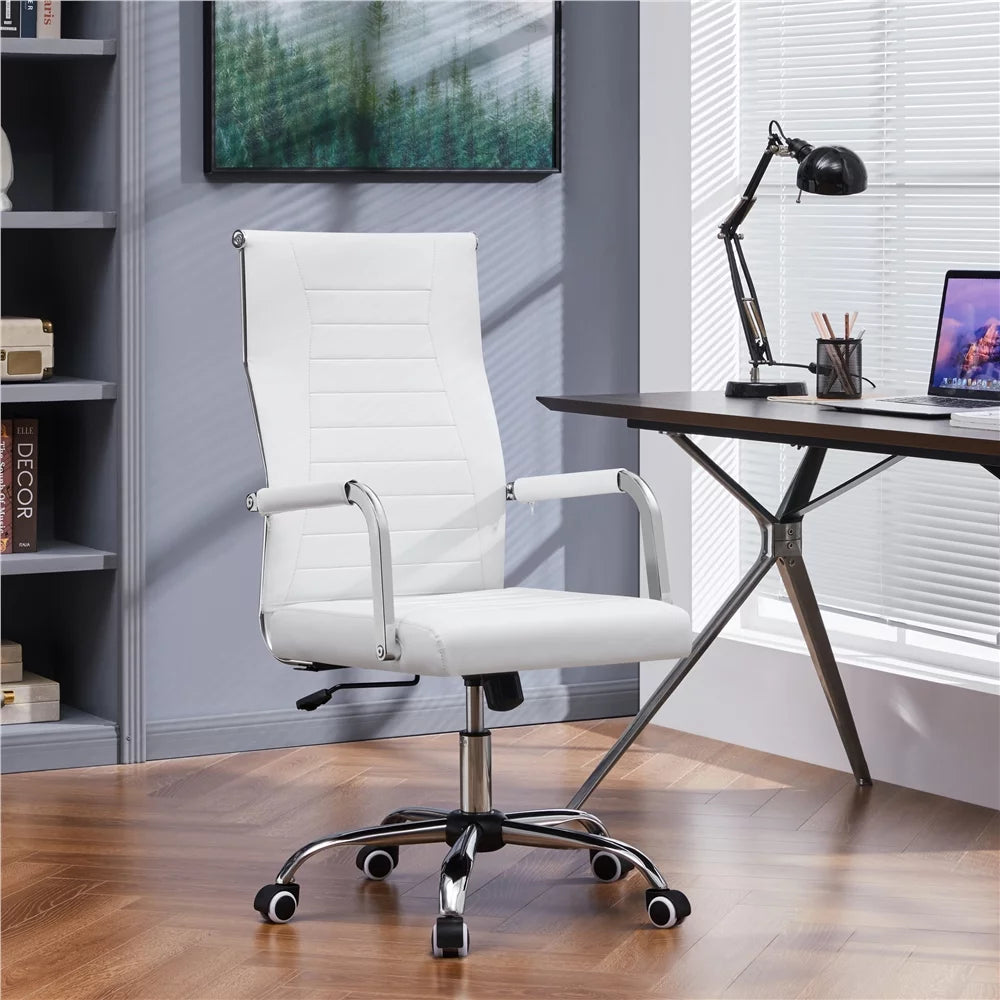 White Faux Leather Office Chair F253
