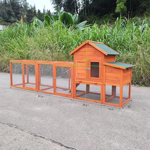 Large Wooden Chicken Coop with Run and Nesting Box J943016
