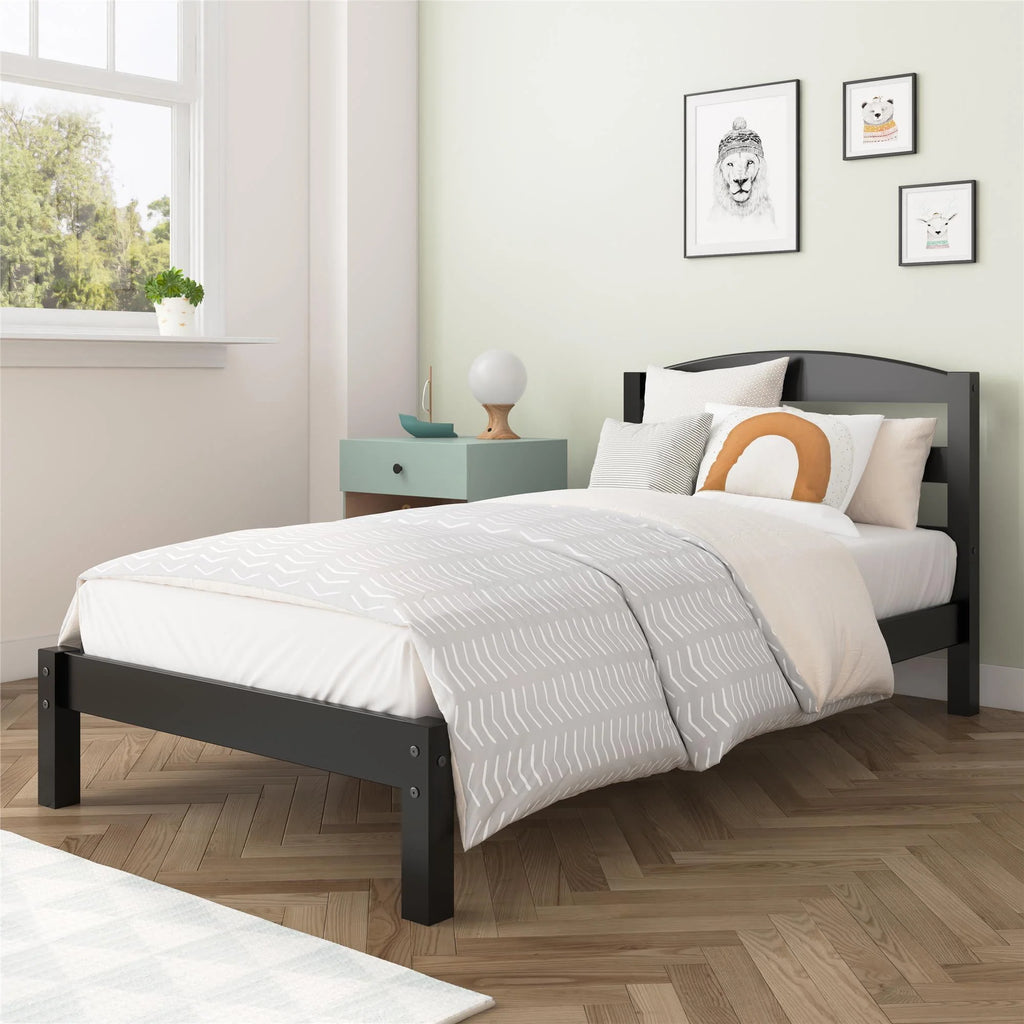 Twin Size Espresso Wood Platform Bed K847