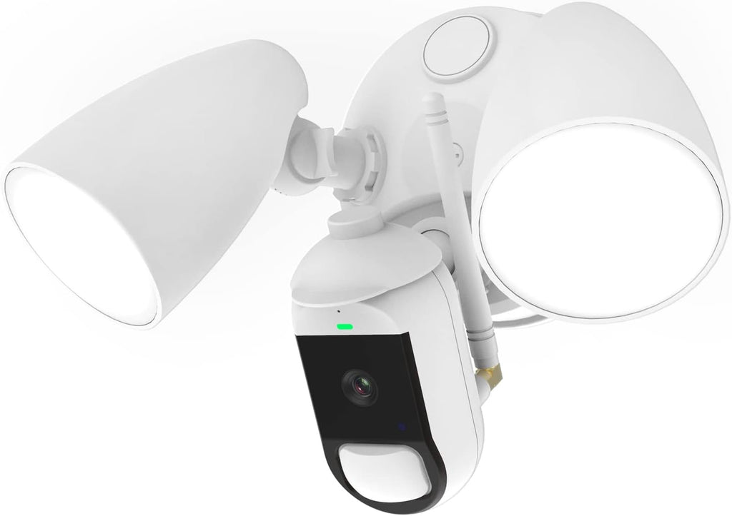 White Motion Sensor Floodlight Camera 1080P Security Cam M2045