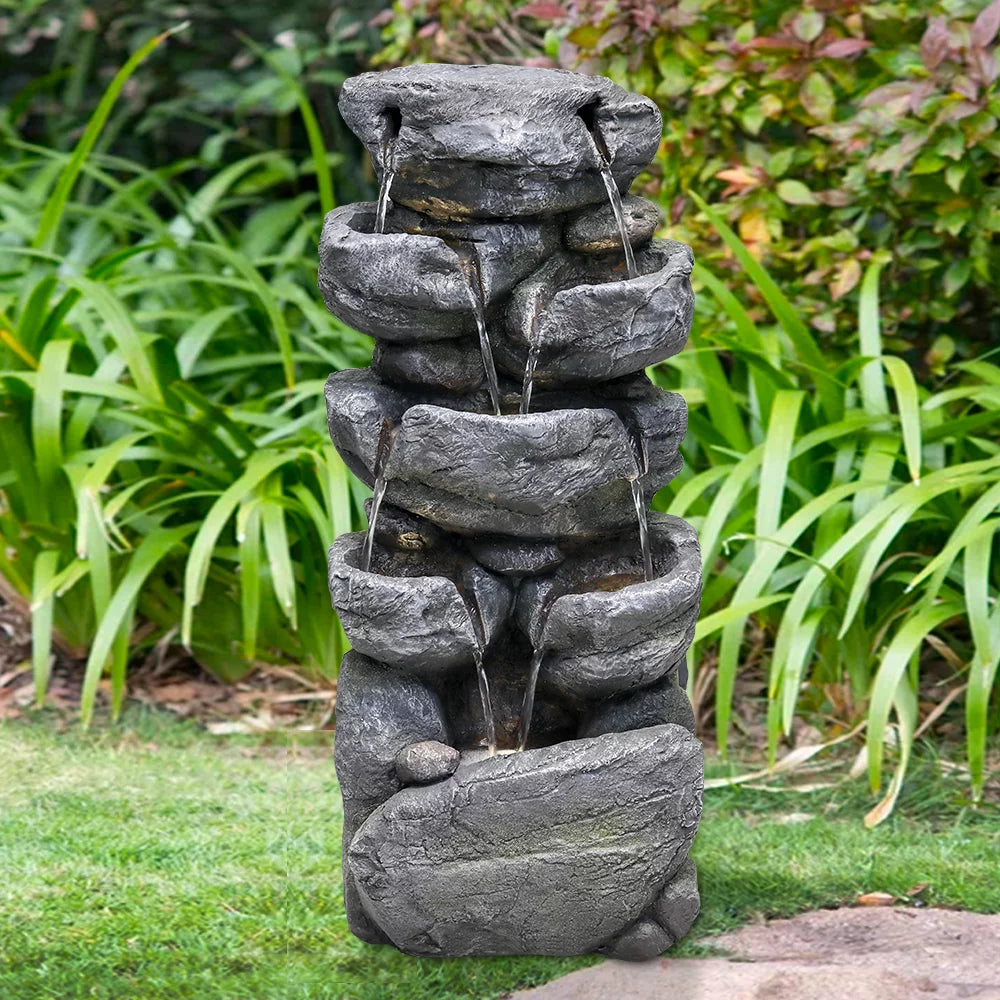 Stacked Rock Fountain with LED Lights B79089