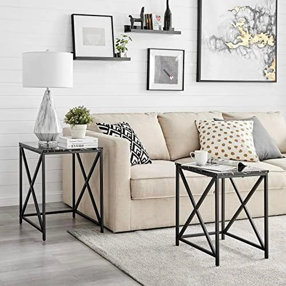 Square Marble Finish Nesting End Tables N87251