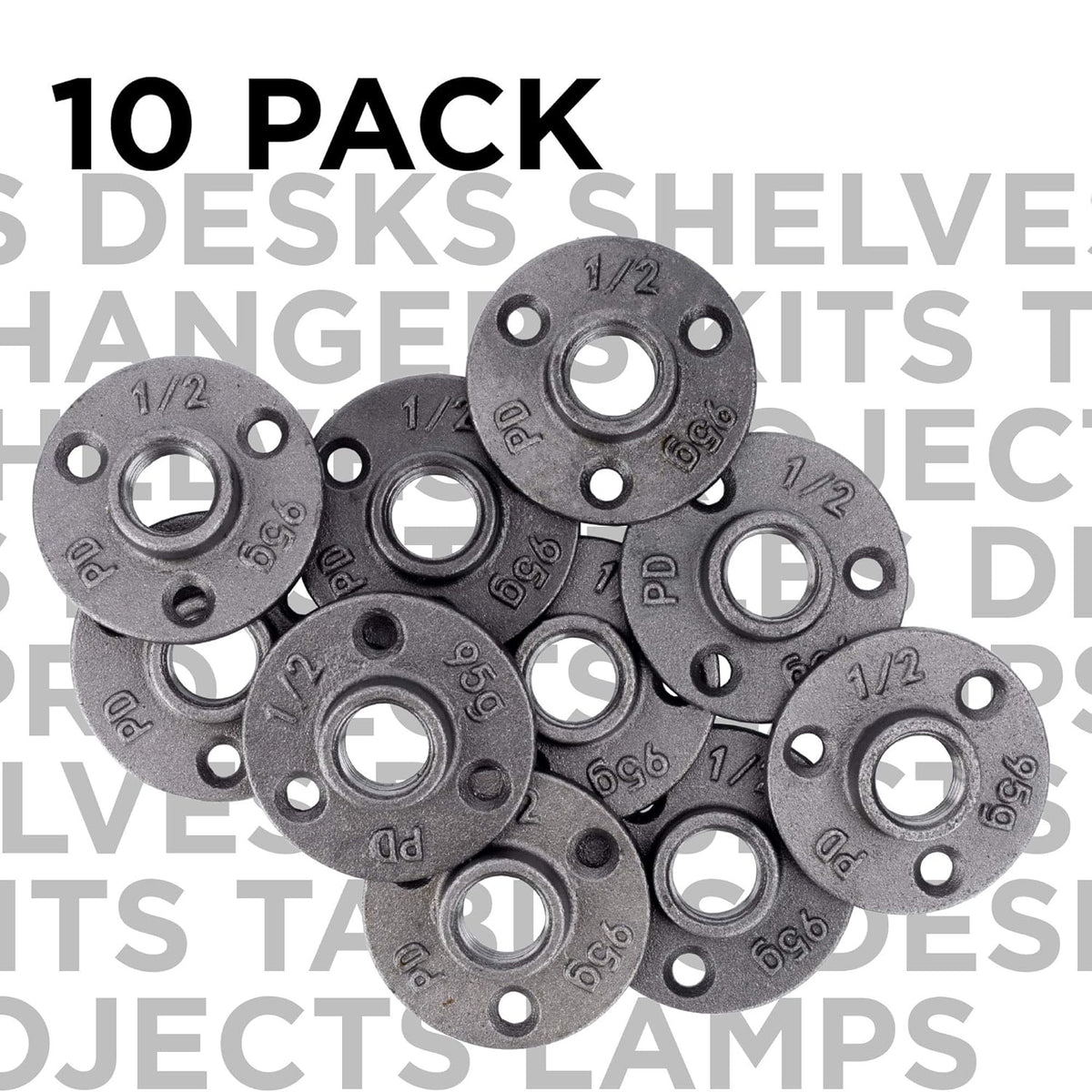 1/2 Black Malleable Cast Iron Floor Flange 10 Pack F591497