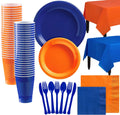 Royal Blue and White Plastic Tableware Kit I402