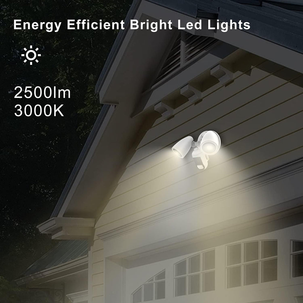 White Motion Sensor Floodlight Camera 1080P Security Cam M2045