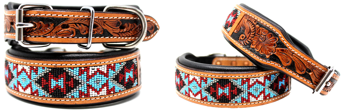 Cow Leather Adjustable Padded Dog Collar S60516