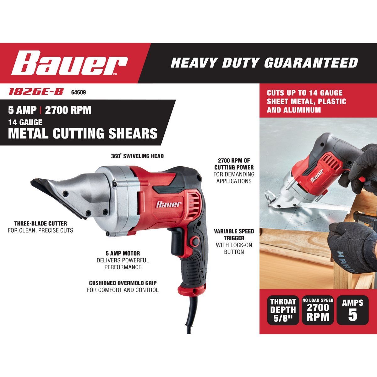 5 Amp 14 Gauge Metal Shears D106