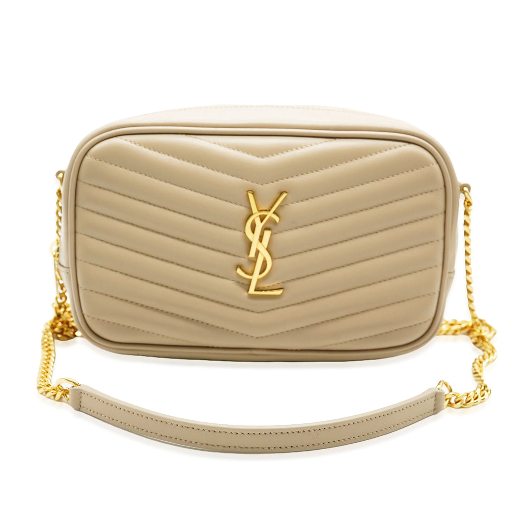 Beige Chevron Calfskin Mini Camera Bag Q671526