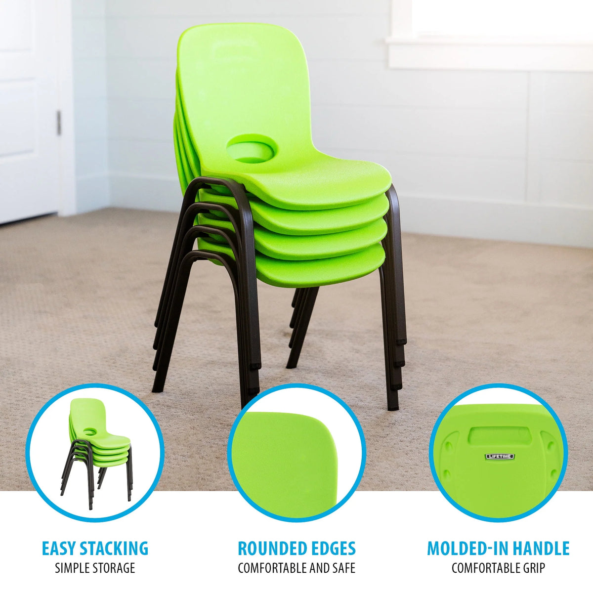 Lime Green Stacking Chairs 4 Pack G36258