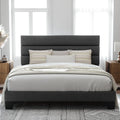 King Fabric Upholstered Platform Bed Frame with Wooden Slats F5910