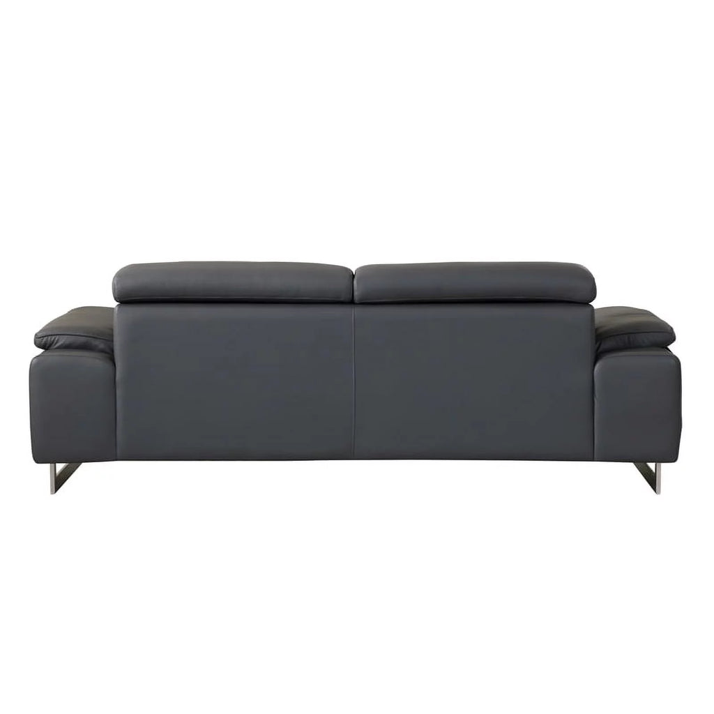 87" Genuine Italian Leather Sofa Dark Gray F304