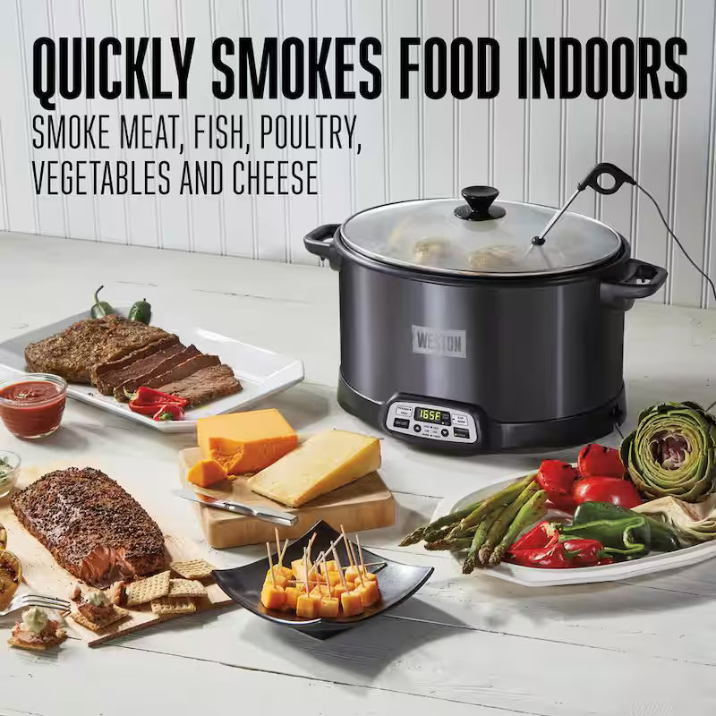Black 6 qt. Programmable Slow Cooker with Smoker A49548