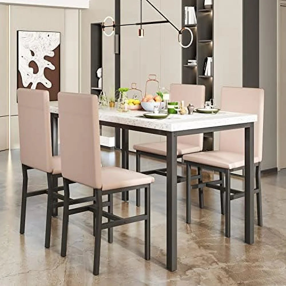 5-Piece Faux Marble Kitchen Table & Chair Set K895
