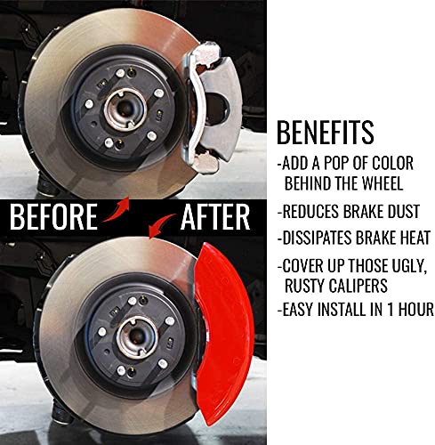 Red Brake Caliper Covers Front and Rear Set J50701