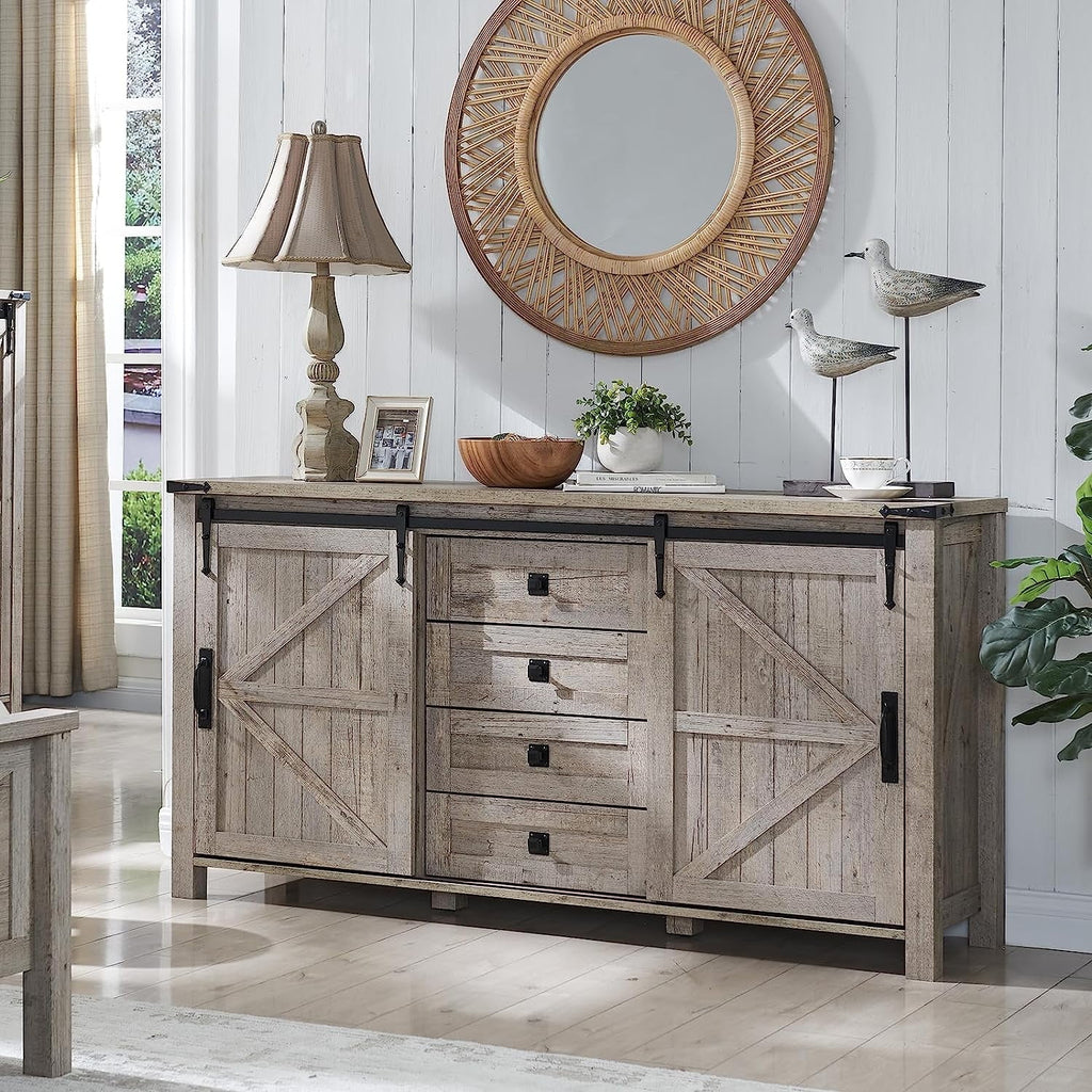 4 Drawer Light Rustic Oak Wood Dresser P7508