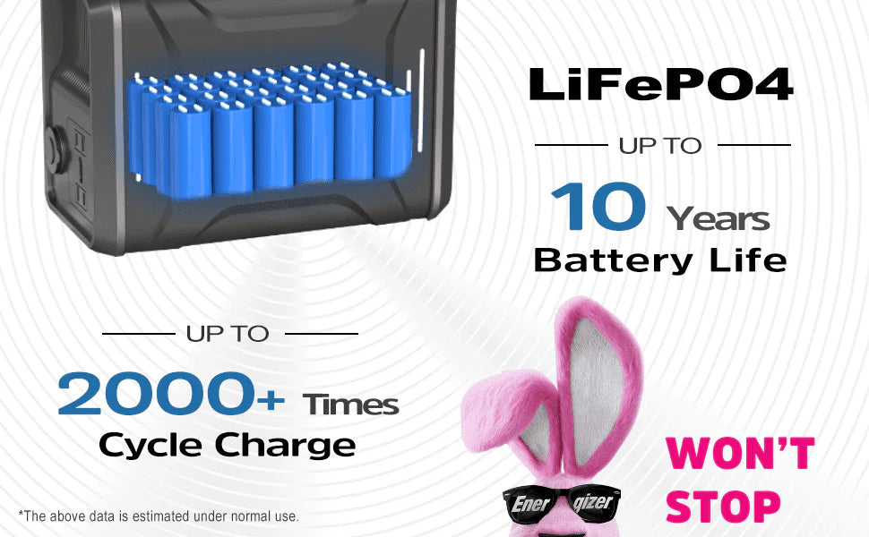 320Wh Portable Power Station LiFePO4 300W Peak 600W F1626