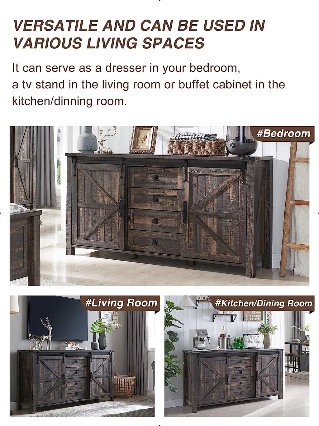 4 Drawer Light Rustic Oak Wood Dresser P7508