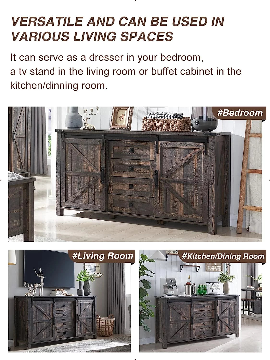 4 Drawer Light Rustic Oak Wood Dresser P7508