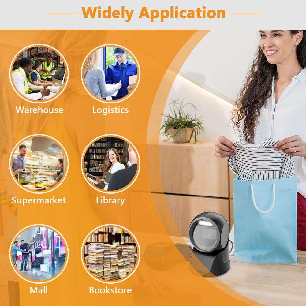 Desktop Barcode Scanner, Omnidirectional Hands-Free USB Wired Z152809