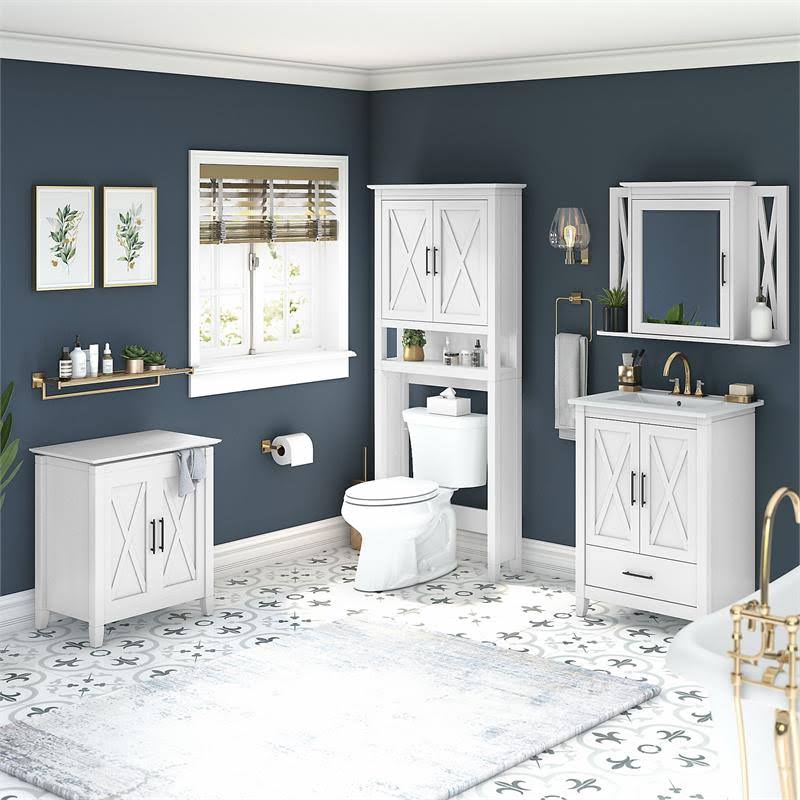 24W Bathroom Vanity Set with Storage in White Ash Engineered Wood A23378