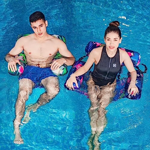 Inflatable Pool Chair Float 2 Pack Adjustable Floating Lounge Chairs Q765