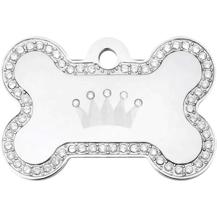 Dog Tag with Crown and Crystals B785