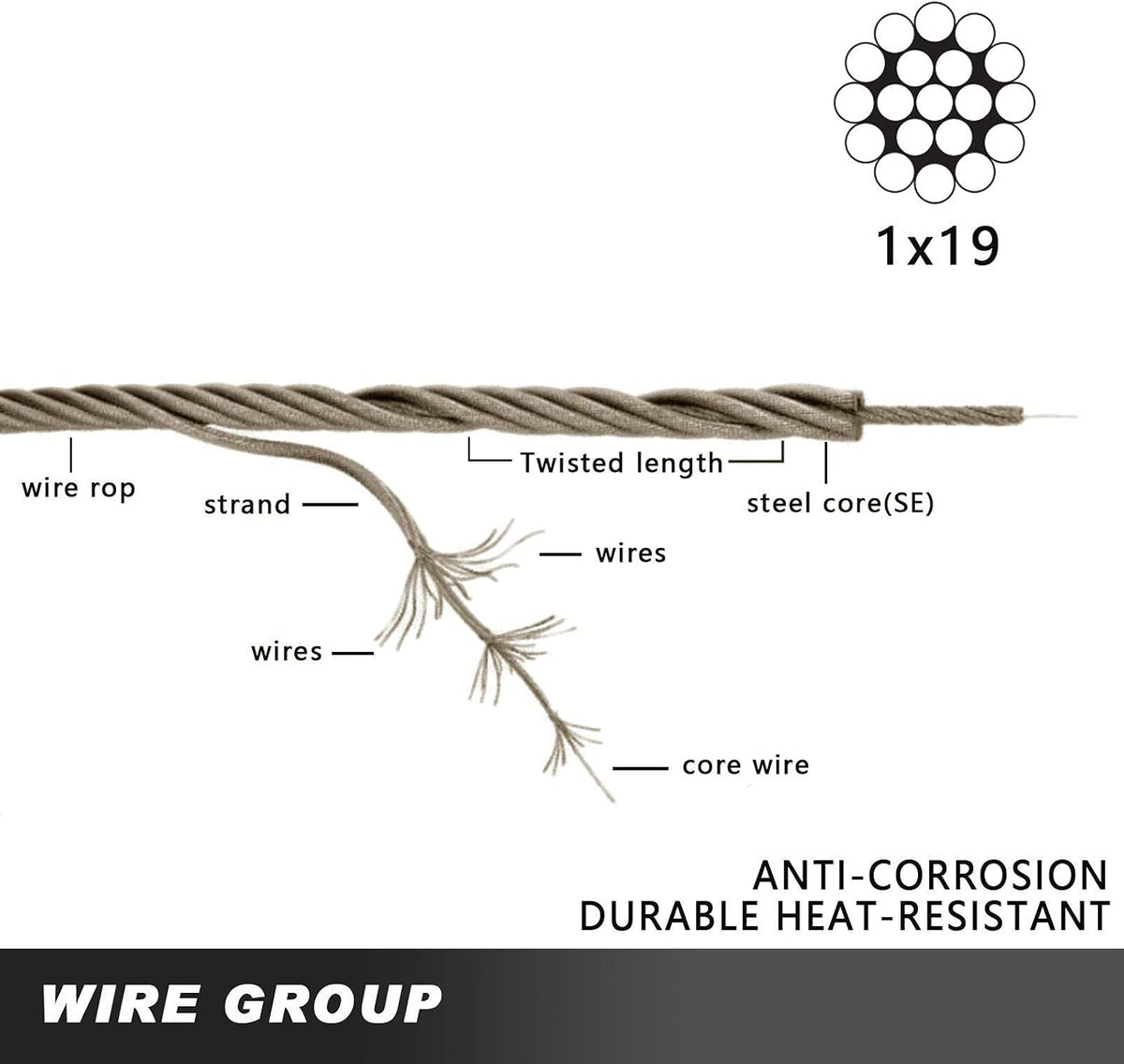 500FT 1/8 T316 Stainless Steel Cable Z971