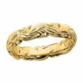 Sterling Silver Gold-Plated Carved Band O76892