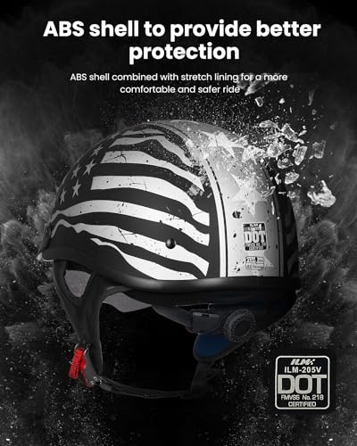 Half Helmet Motorcycle Open Face Sun Visor Quick Release Buckle DOT Approved Z208991