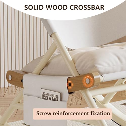 Folding Outdoor Rocker Chair with Side Pocket Carry Bag White E519840
