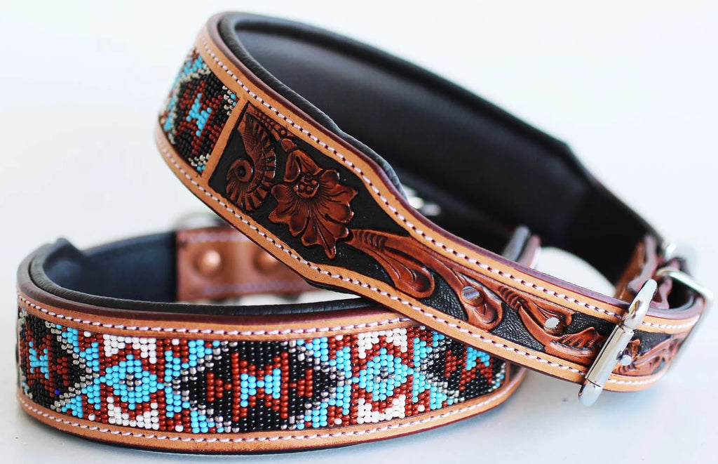 Cow Leather Adjustable Padded Dog Collar S60516