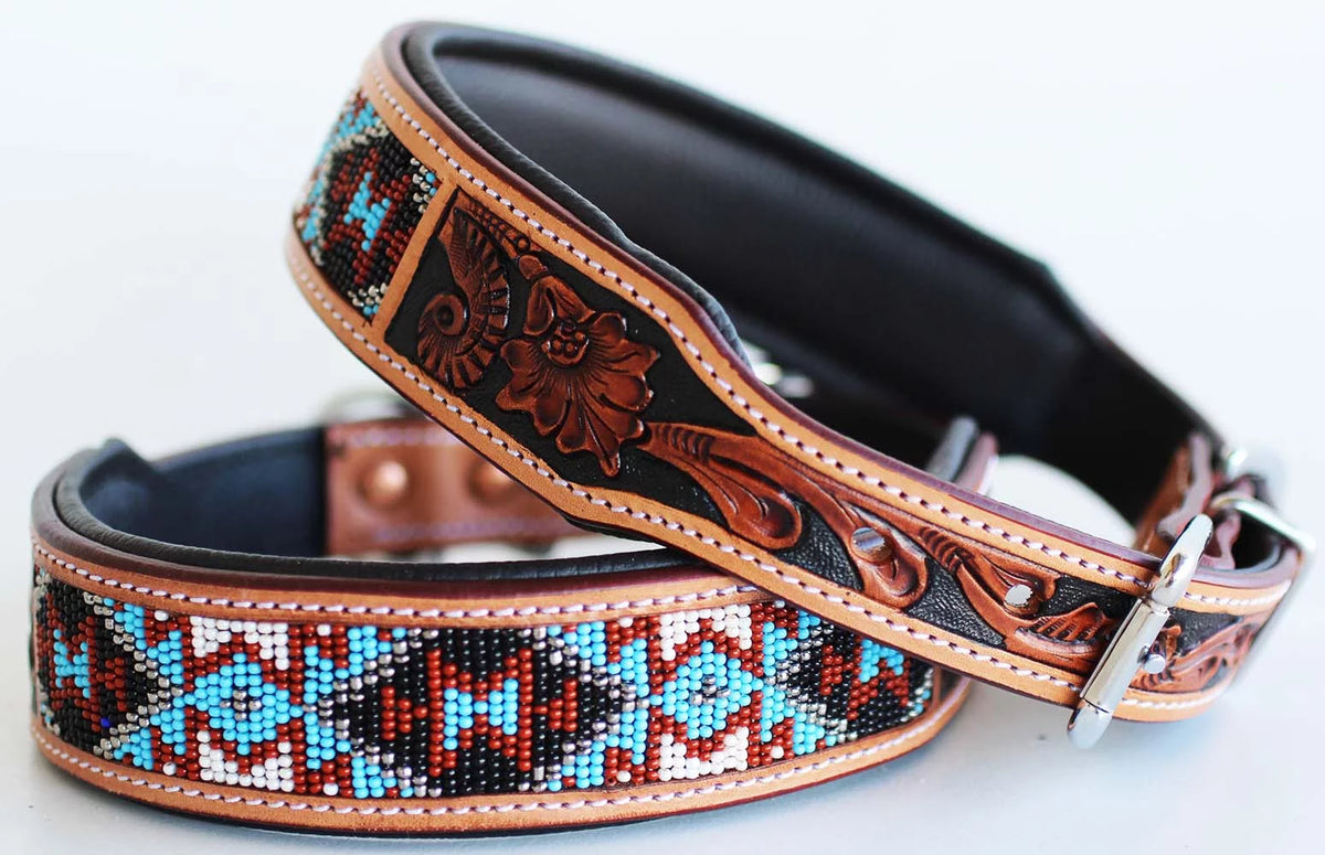 Cow Leather Adjustable Padded Dog Collar S60516