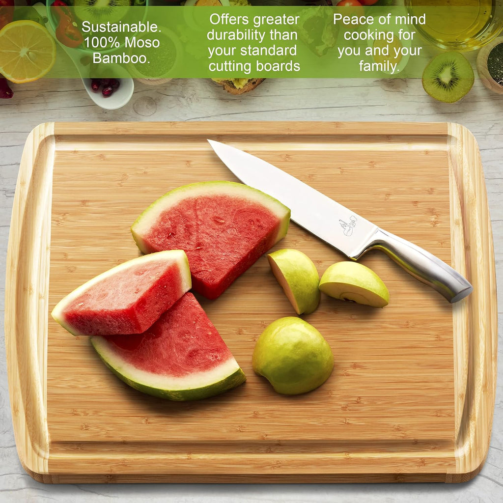 24 x 18 Inch XXL Bamboo Cutting Board with Handles, Juice Groove Pack of 2 K91854