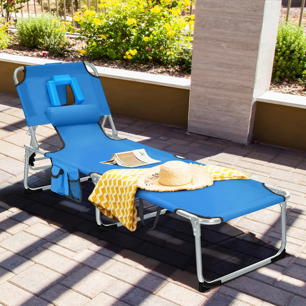 Set of 2 Blue Folding Reclining Beach Lounge Chair U825