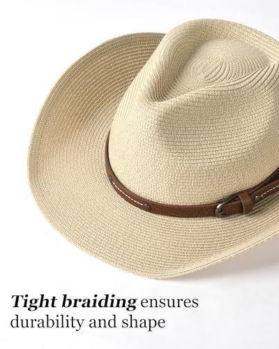 Straw Cowboy Sun Hats with Wind Lanyard UPF 80+ K51511
