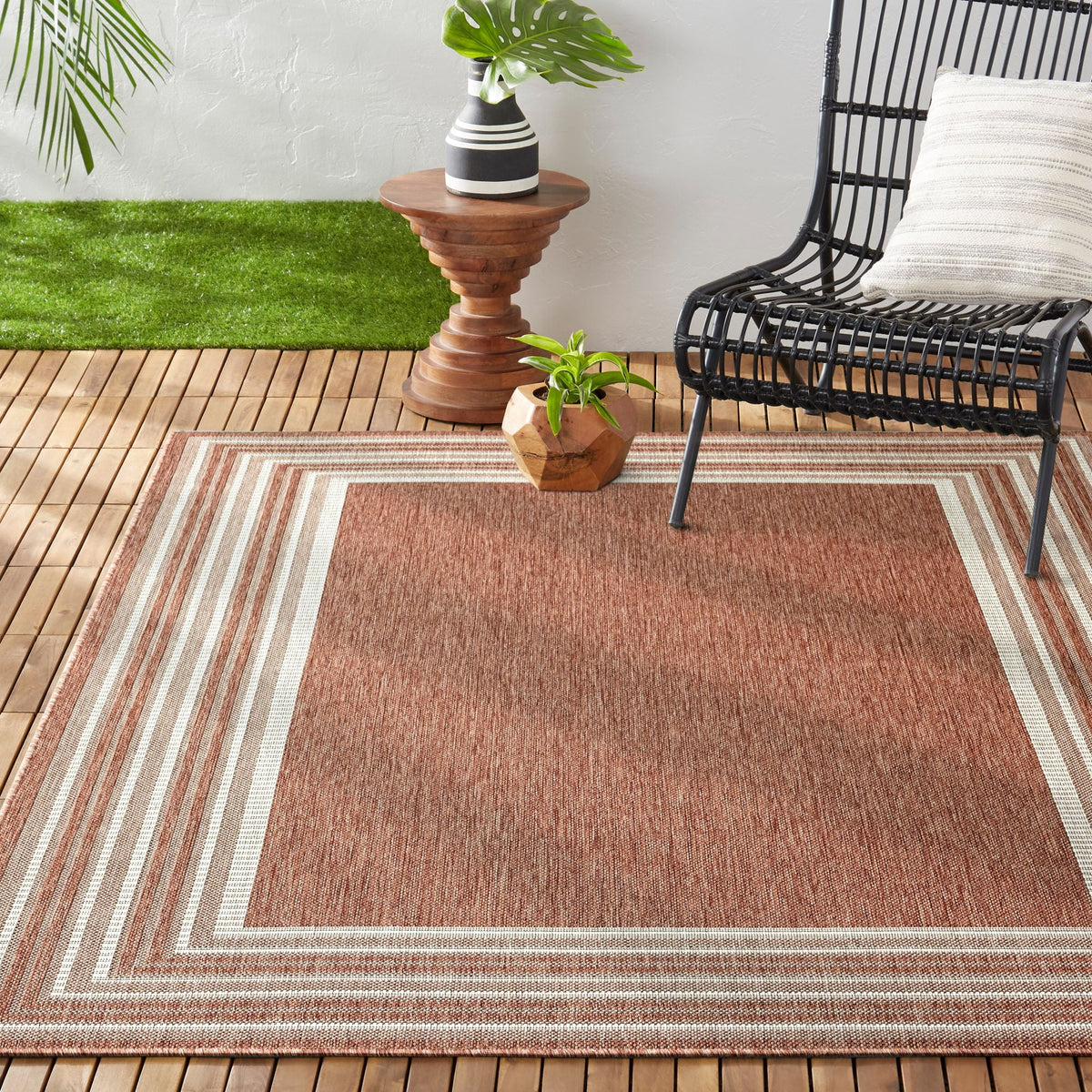 Terracotta Ivory Indoor Outdoor Area Rug 7'9"x10'2" A381
