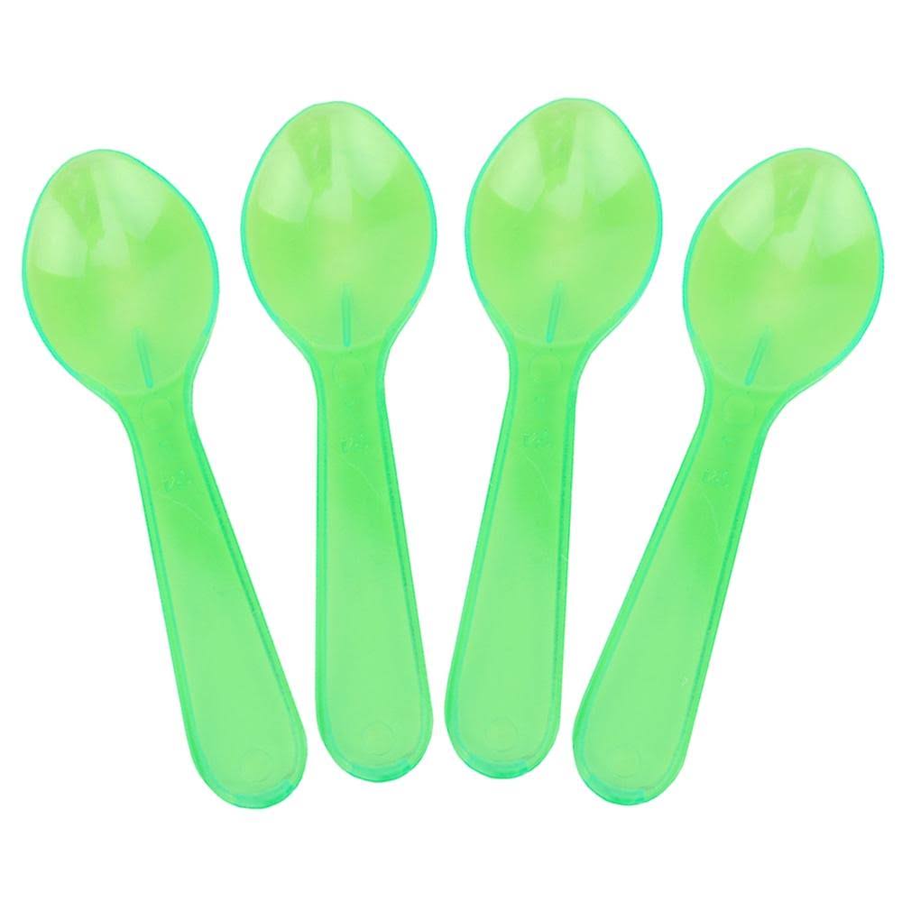 Transparent Green 3 in. Plastic Mini Tasting Spoons V262119