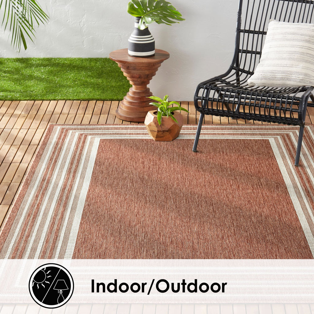Terracotta Ivory Indoor Outdoor Area Rug 7'9"x10'2" A381