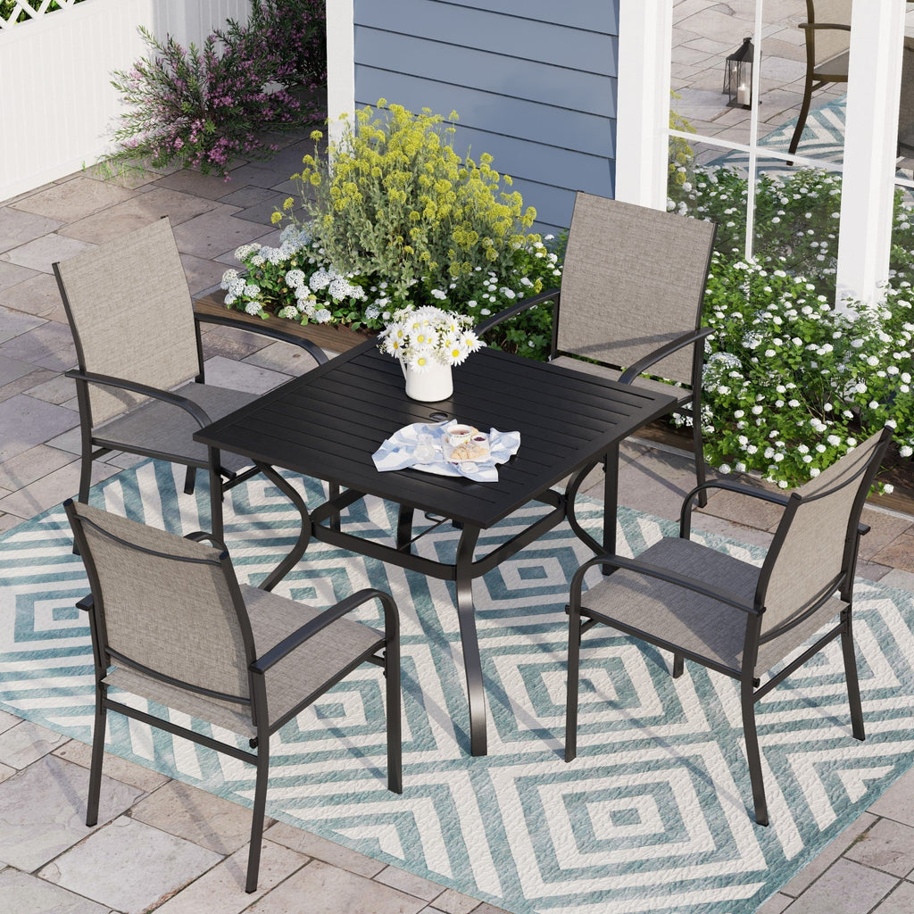 5 Piece Blue Metal Patio Dining Set F8997