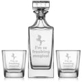 Whiskey Decanter Gift Set With 2 Old Fashioned Rocks Glasses I2868