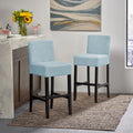 Light Blue Fabric Barstool Set of 2 D3227