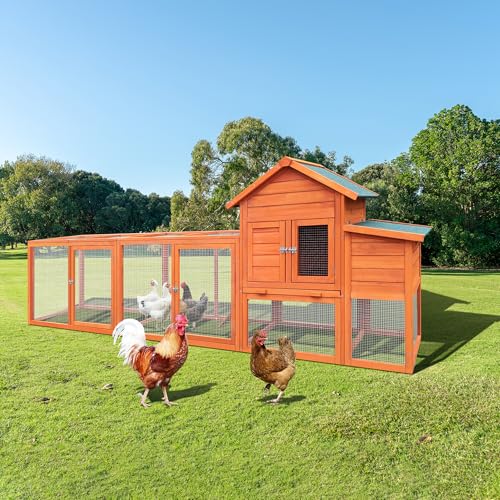 Large Wooden Chicken Coop with Run and Nesting Box J943016
