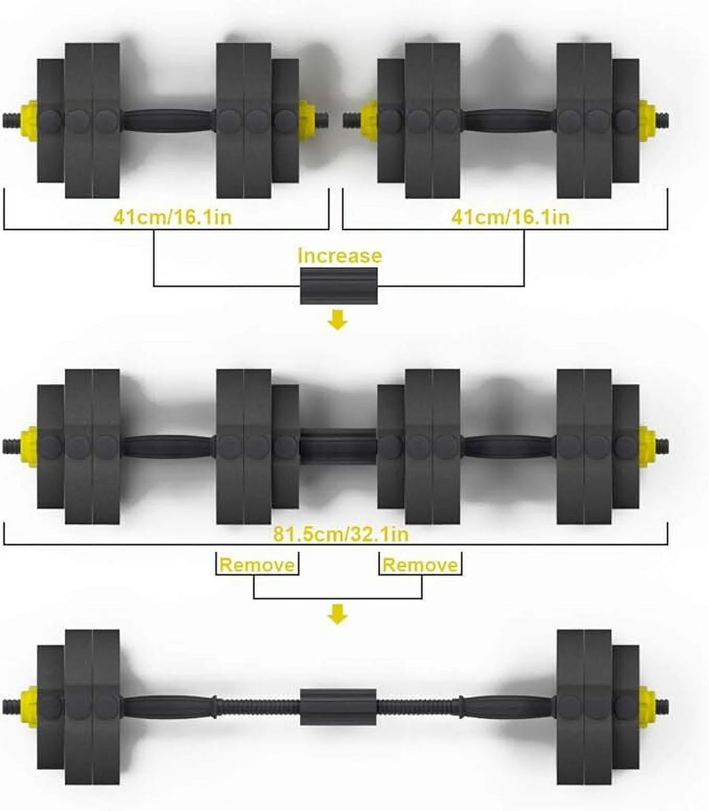 55lb Adjustable Dumbbells Set with Connecting Rod Black I1913