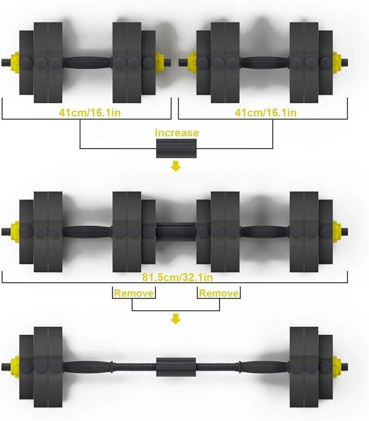 55lb Adjustable Dumbbells Set with Connecting Rod Black I1913