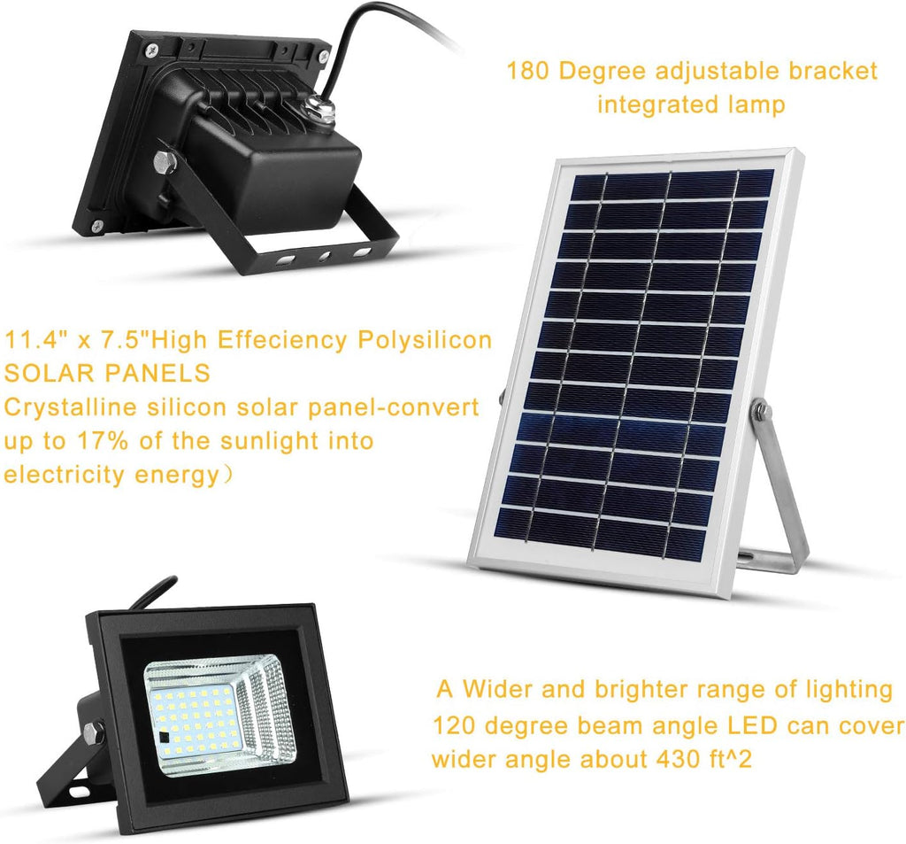 Dual 42 LEDs 6500K Dusk to Dawn IP65 Waterproof Solar Flood Lights L315334