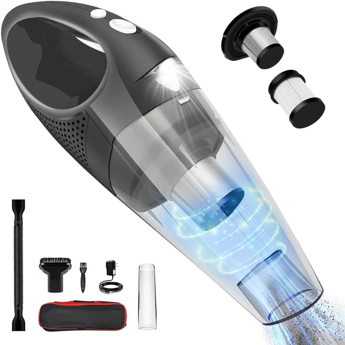 Cordless Handheld Vacuum Cleaner 9KPa Stainless Steel Filter Black P48112