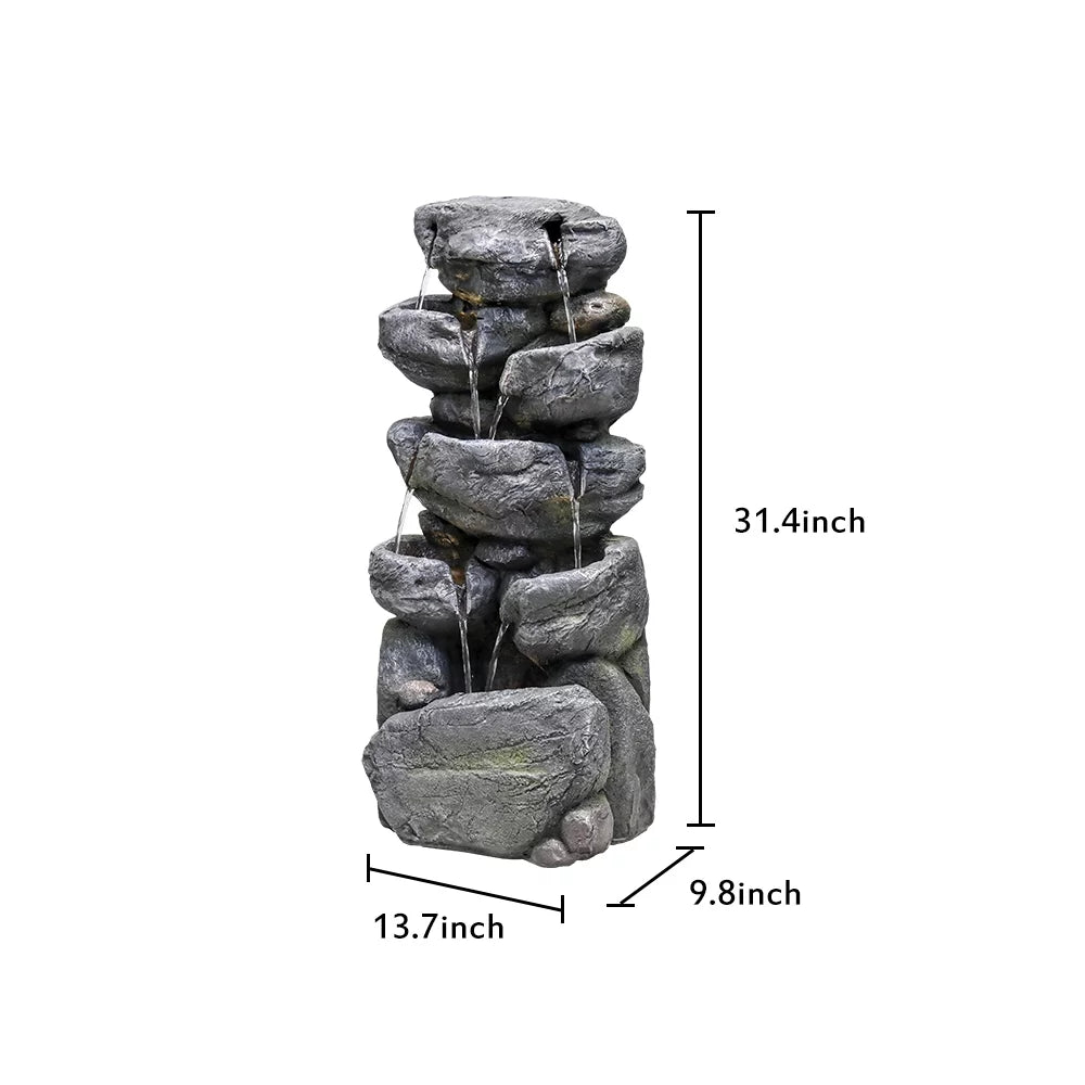 Stacked Rock Fountain with LED Lights B79089