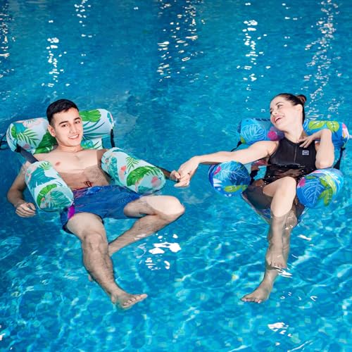 Inflatable Pool Chair Float 2 Pack Adjustable Floating Lounge Chairs Q765