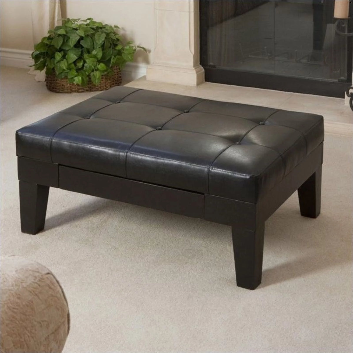 Black Storage Ottoman I181
