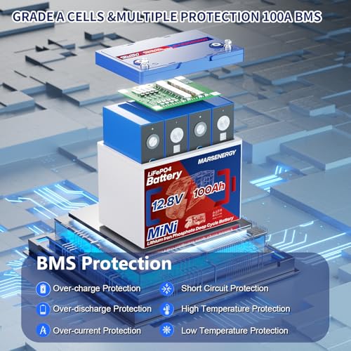 12V 100Ah Lifepo4 Battery, Bci Group 24, Built-in 100A Smart BMS Q21297